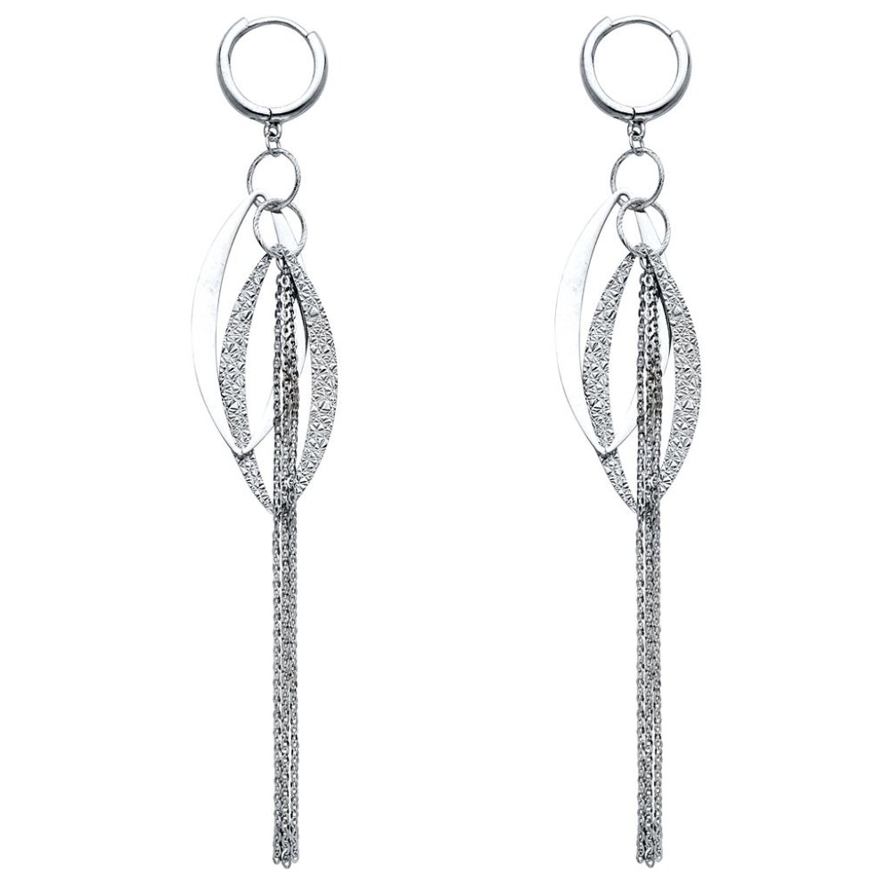 14K White Gold Hanging Earrings for Women